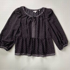 Max Studio Black & White Polka Dot Blouse Sz M